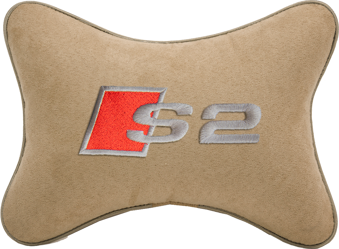 Подушка на подголовник алькантара Beige с логотипом автомобиля AUDI S2