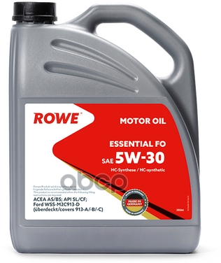 Масло моторное Rowe 5/30 Essential FO A5/b5, Sl/cf, синтетическое, 4 л Rowe 9259896 .