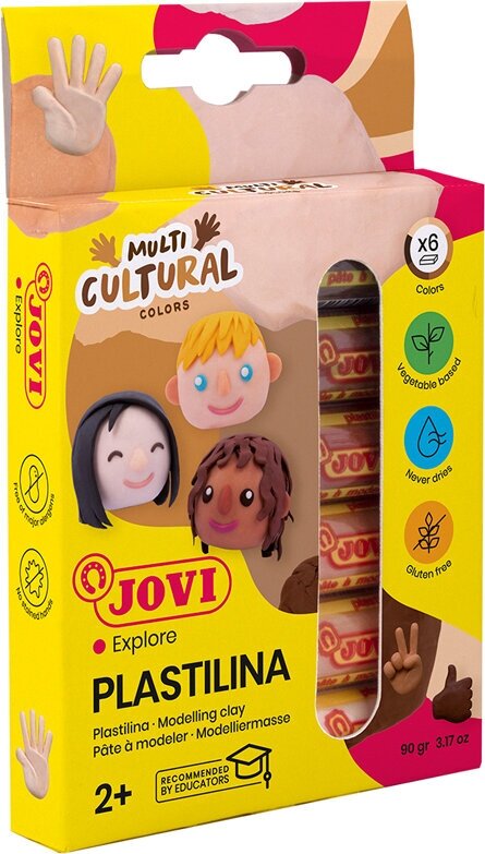 Пластилин JOVI "Multicultural", 06 цветов, 90г, растительный, картон, европодвес