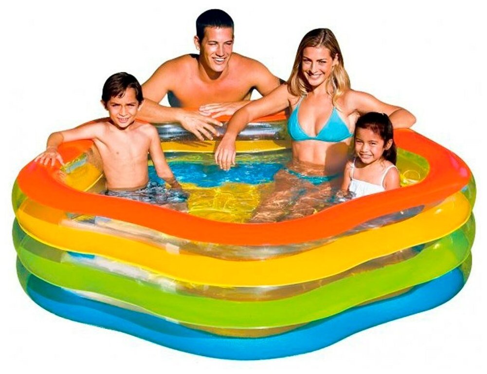 Бассейн Intex надувной детск. 466л синий/белый - фото №4