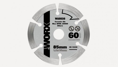 Изображение товара Пильный диск алмазный Worx WA5038, для WX423, WX426 и WX523, 85х1,2х15 мм