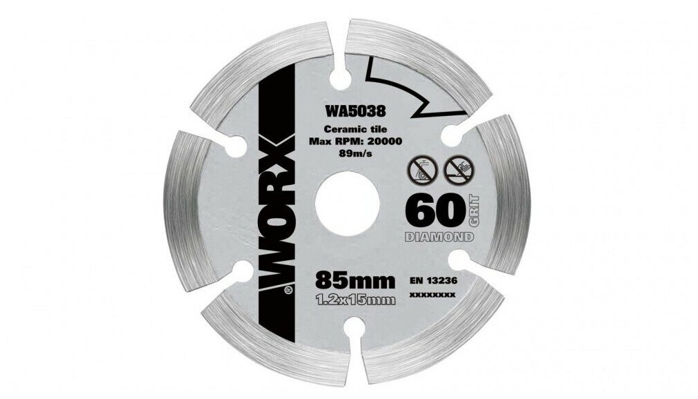 Пильный диск алмазный Worx WA5038, 85х1,2х15 мм