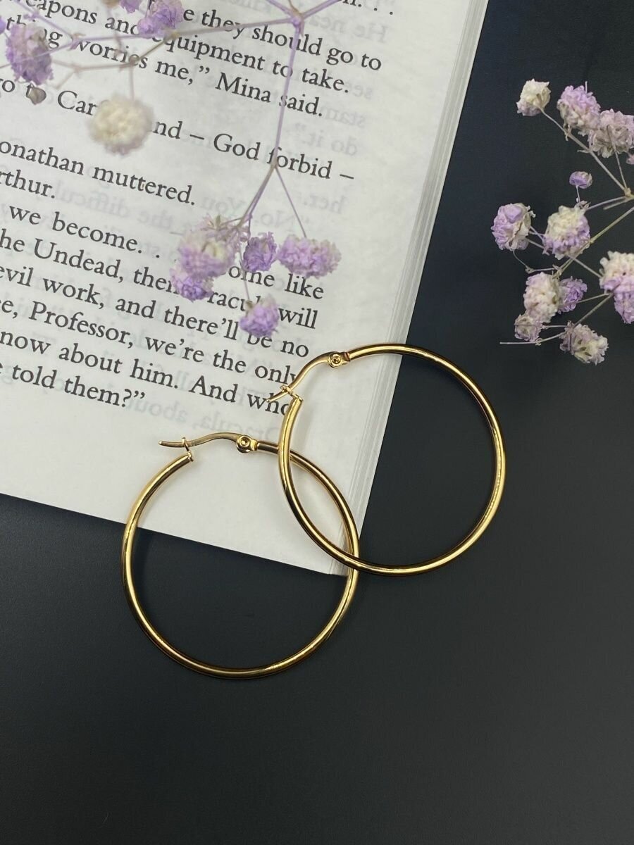 Серьги конго stasy ca, размер 33 мм, золотой — фото 1