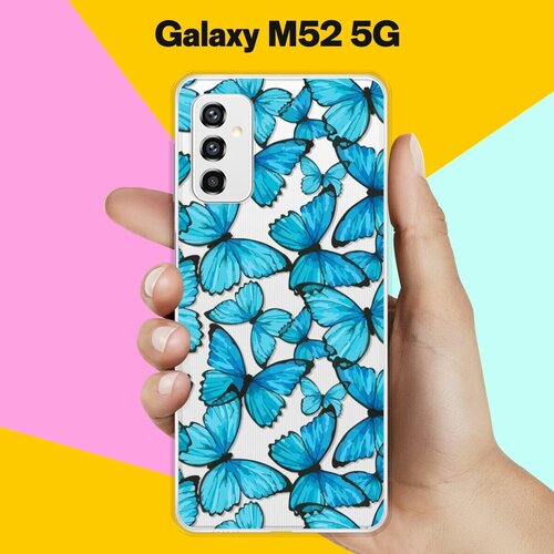 Силиконовый чехол на Samsung Galaxy M52 5G Узор из бабочек / для Самсунг Галакси М52
