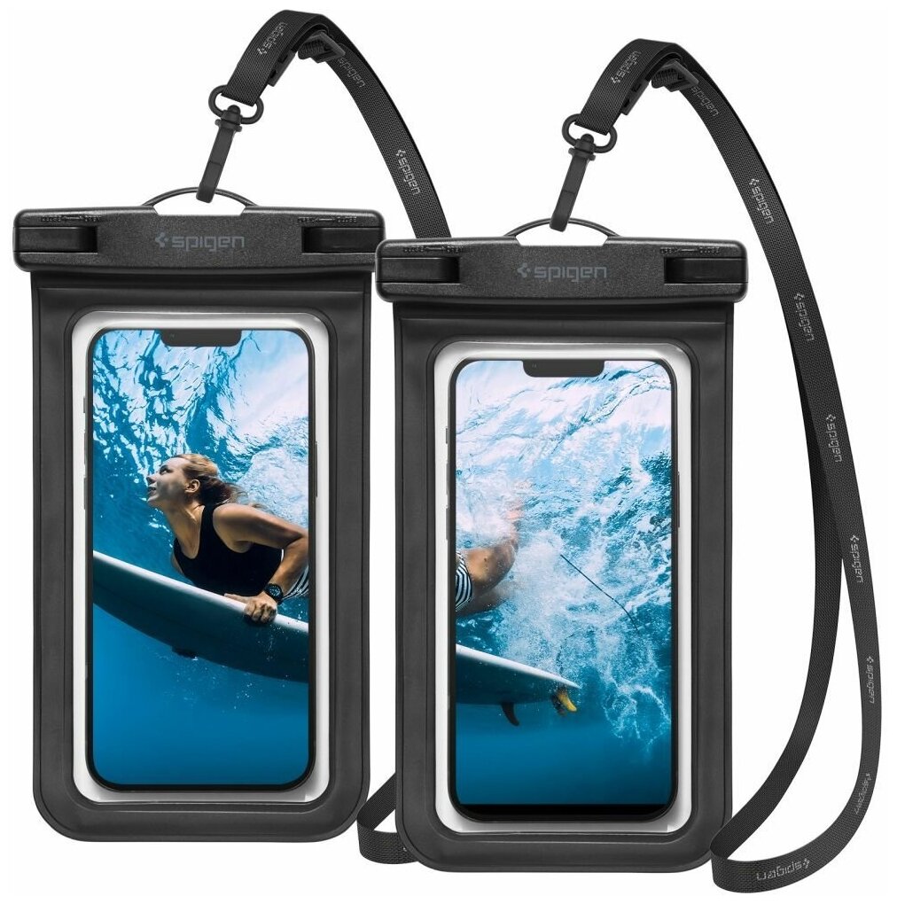 Водонепроницаемый универсальный чехол SPIGEN - A601 Waterproof - Черный - 2 шт - AMP04523