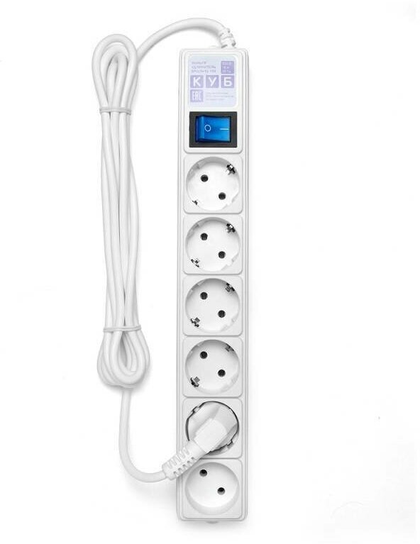 Сетевой фильтр Powercube SPG(5+1)-16B-3 м-WHITE, 3 м (6 розеток), белый