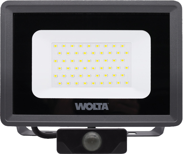 Светодиодный прожектор WOLTA WFL-50W/06S 50Вт 5700K IP65 4500лм с датчиком 207*193*40 1/10