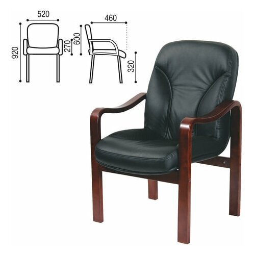 Кресло для приемных и переговорных СН-658/CH-422, кожа, черное шт.