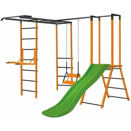 Горка детский уличный комплекс с рукоходом, брусьями, качели