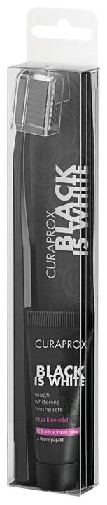 Набор зубная щетка Curaprox Black Is White CS5460 Черная + Миниверсия зубной пасты Black Is White