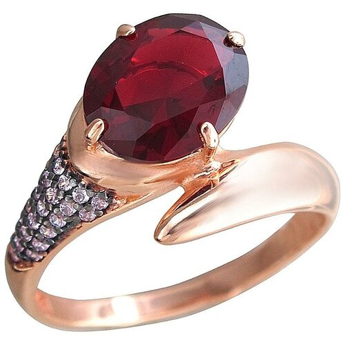 фото Эстет кольцо с гранатом и фианитами из серебра с позолотой 48к252585вп, размер 16