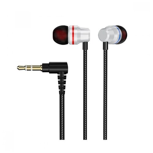 Наушники Perfeo IRON внутриканальные металлические тканевый провод серебряные 33500₽