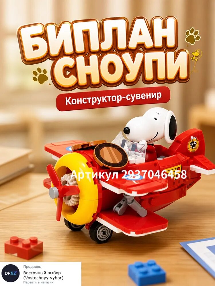 Конструктор PEANUTS x Snoopy Куда едет Снупи коллекционная серия, развивающий набор для сборки, настольная фигурка