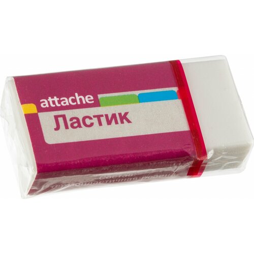 Ластик Attache 40х19х10 мм синтетический каучук, картонный держатель, белый, Россия