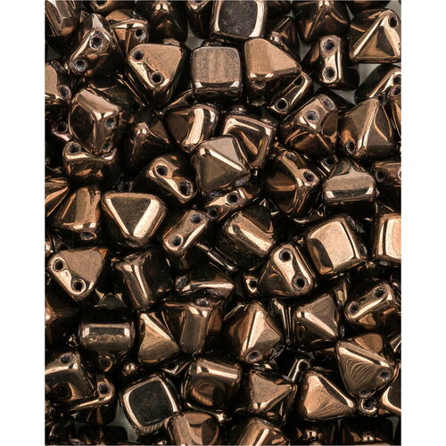 Стеклянные чешские бусины с двумя отверстиями, Pyramid beads 2-hole, 6 мм, цвет Jet Lila Vega Luster, 20 шт.