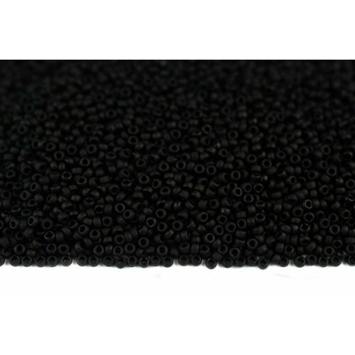Бисер японский MIYUKI круглый 15/0 #0401F черный, матовый непрозрачный, 10 грамм