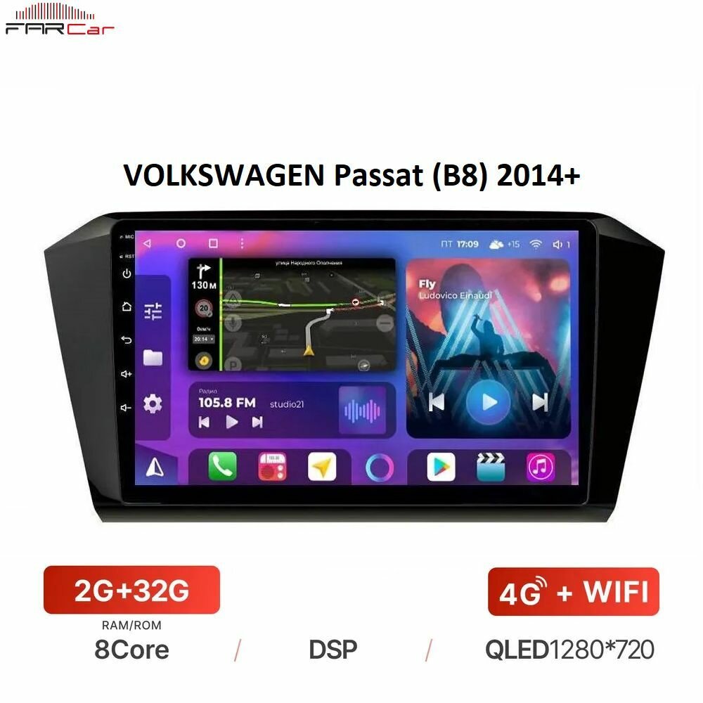 Штатная магнитола FarCar для VOLKSWAGEN Passat (B8) 2014+ на Android 12