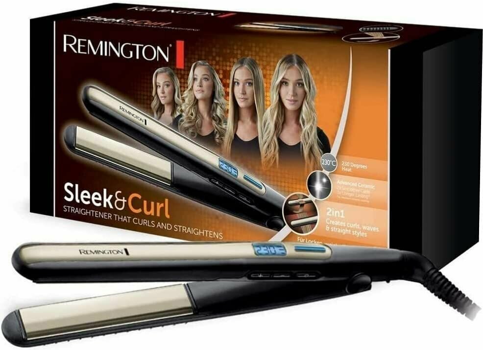 Выпрямитель для волос Remington Sleek & Curl S6500, керамические пластины, 9 температурных режимов, быстрый нагрев, 150-230 С