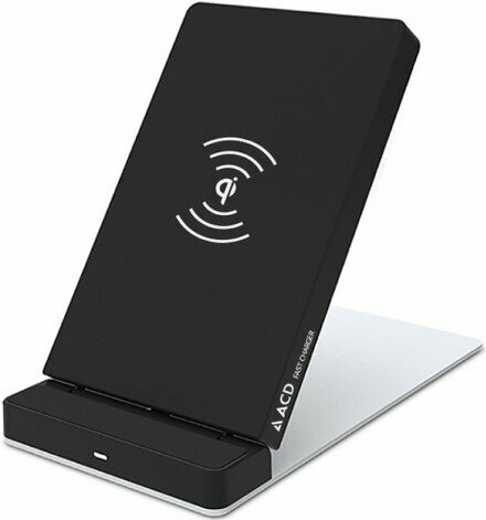 Зарядное устройство беспроводное ACD ACD-W102Q-F1B 10Вт, беспроводная Qi, 2-катушки с QC, 5В/2А ~ 9В/1,8А RTL