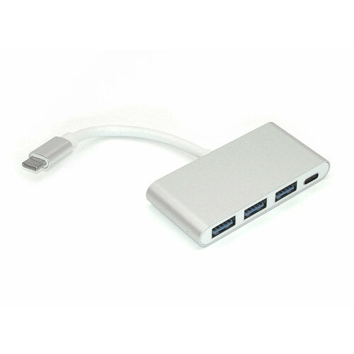 Адаптер Type-C на USB 3.0*3 + Type-С для MacBook серебристый