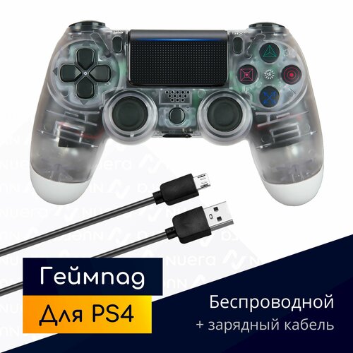 Беспроводной геймпад для PS4 с зарядным кабелем, прозрачный / Bluetooth / джойстик для PlayStation 4, iPhone, iPad, Android, ПК / Original Drop