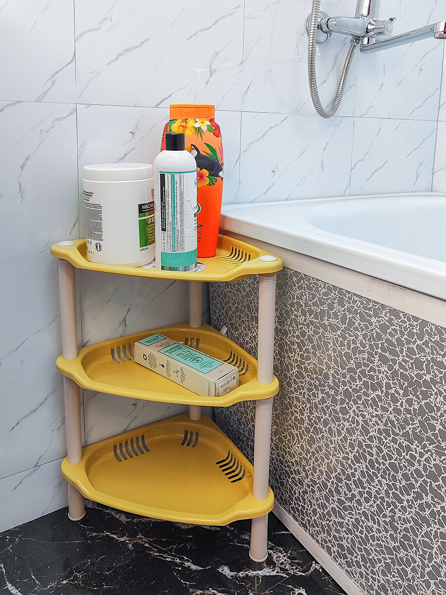 фото Этажерка пластиковая 3-х ярусная угловая