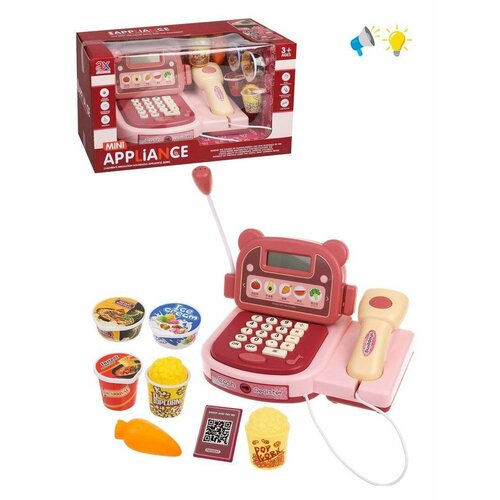 Детская касса Наша Игрушка Супермаркет, свет, звук, 7 предметов, 2 батарейки АА не входят в комплект, в коробке (201217301)