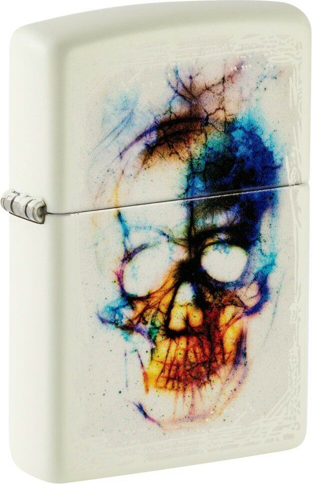 Зажигалка ZIPPO Skull Design с покрытием Glow In The Dark Green, латунь/сталь, белая, 38x13x57 мм