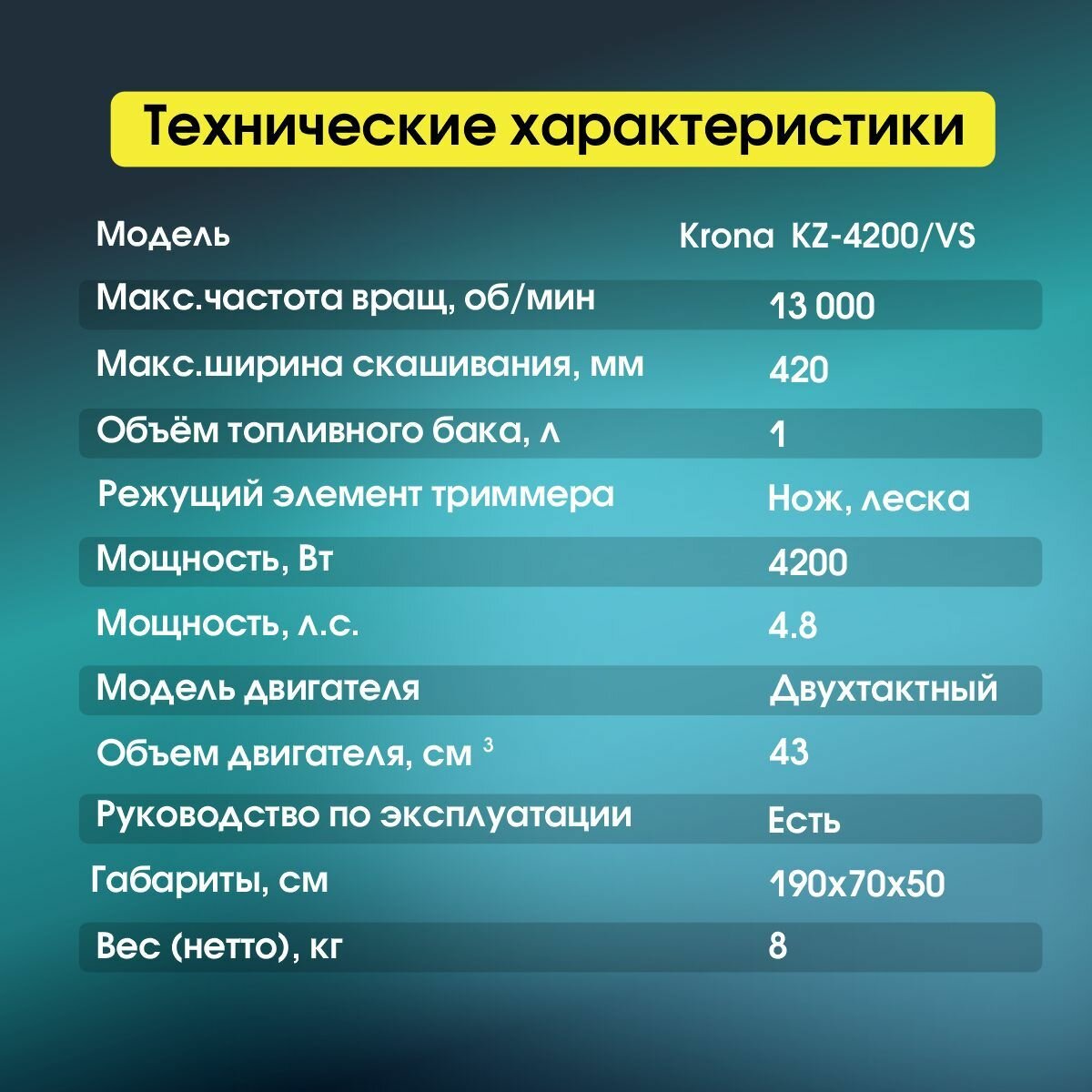 Триммер Бензиновый садовый KZ-4200 V/S 2-х тактный двигатель - фотография № 5