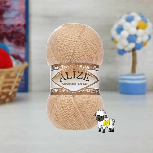 Пряжа ALIZE Angora Gold, бежевый 95, 20% шерсть, 80% акрил, 5 мотков, 100 г, 550 м.