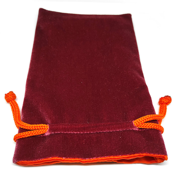 Мешочек для хранения "Макси", бордовый с оранжевой подкладкой, бархат, 12 на 18 см
