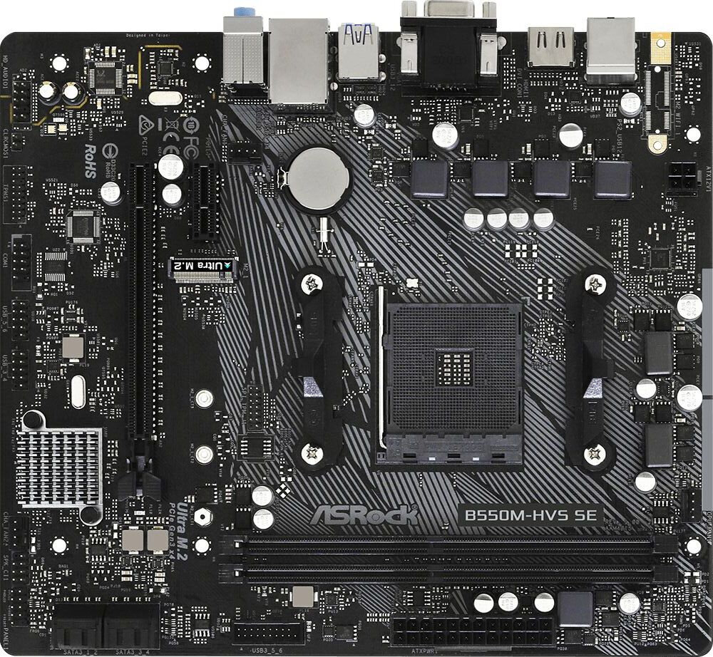 Материнская плата Asrock B550m-hvs SE Soc-AM4 AMD PRO565 2xDDR4 mATX AC`97 8ch(7.1) GbLAN Raid+vga+h