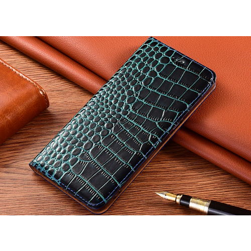 фото Чехол-книжка mypads premium croco di lusso для iphone 7 plus из натуральной кожи с фактурной прошивкой рельефа кожи крокодила синий