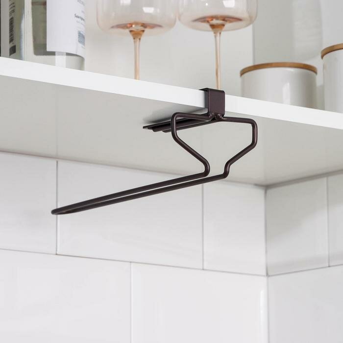 фото Держатель для бокалов подвесной Доляна, 25×10,5×8,5 см, цвет коричневый