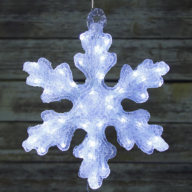 Kaemingk Снежинка светящаяся, 40 см, 50 холодных белых LED ламп, IP44 492006