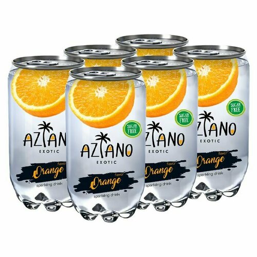 Газированный напиток Aziano со вкусом апельсина (Китай), 350 мл (6 шт)