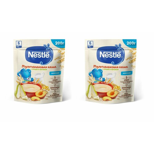 Каша молочная Nestle мультизлаковая груша-персик с 6 месяцев 200 г 2 шт