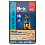 Brit Premium Dog Adult Sensitive сухой корм для взрослых собак всех пород с чувствительным пищеварением, с индейкой и лососем - 8 кг - изображение