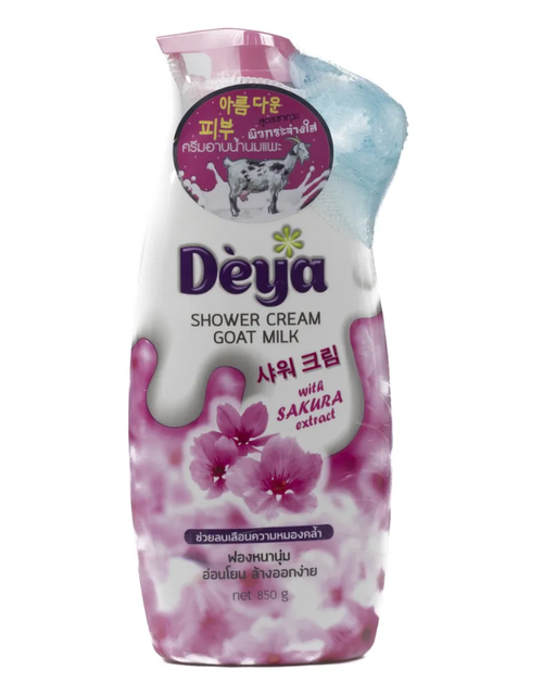 Deya Goat Milk Sakura Крем-гель для душа с козьим молоком и сакурой 765 гр с мочалкой