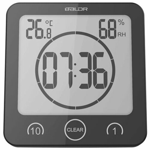 Водонепроницаемые часы-термометр Baldr B0007STH-BLACK для душа с таймером показанием температуры и влажности 178500₽