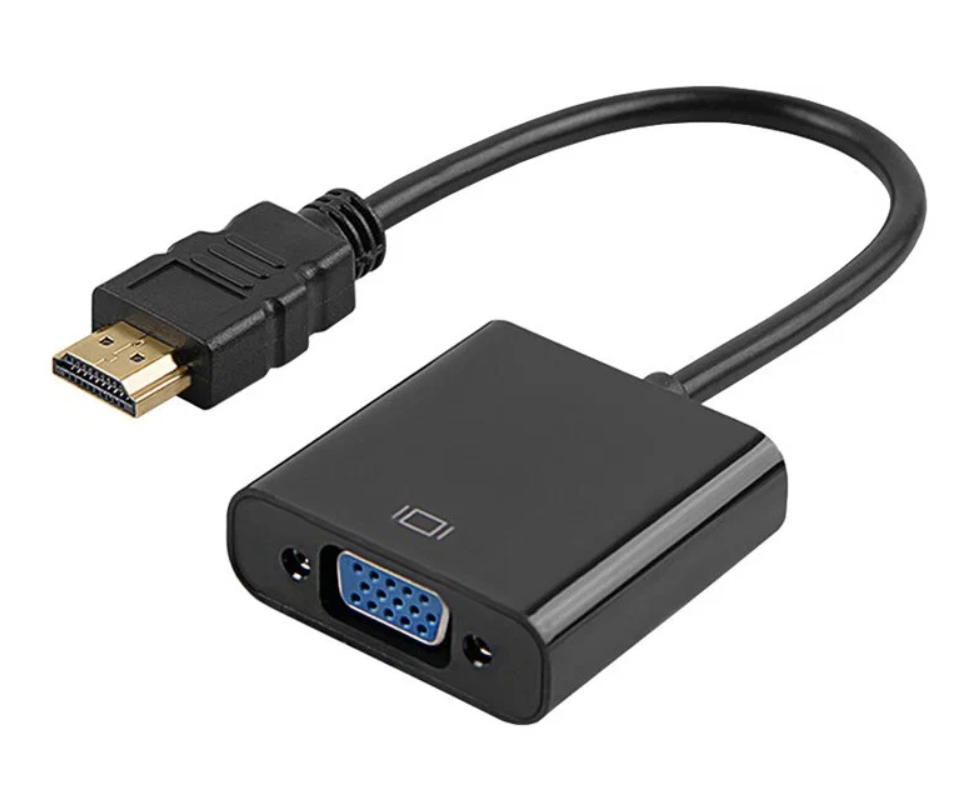 Переходник адаптер HDMI - VGA / кабель для видеокарты монитора проектора / конвертер Cantell Черный