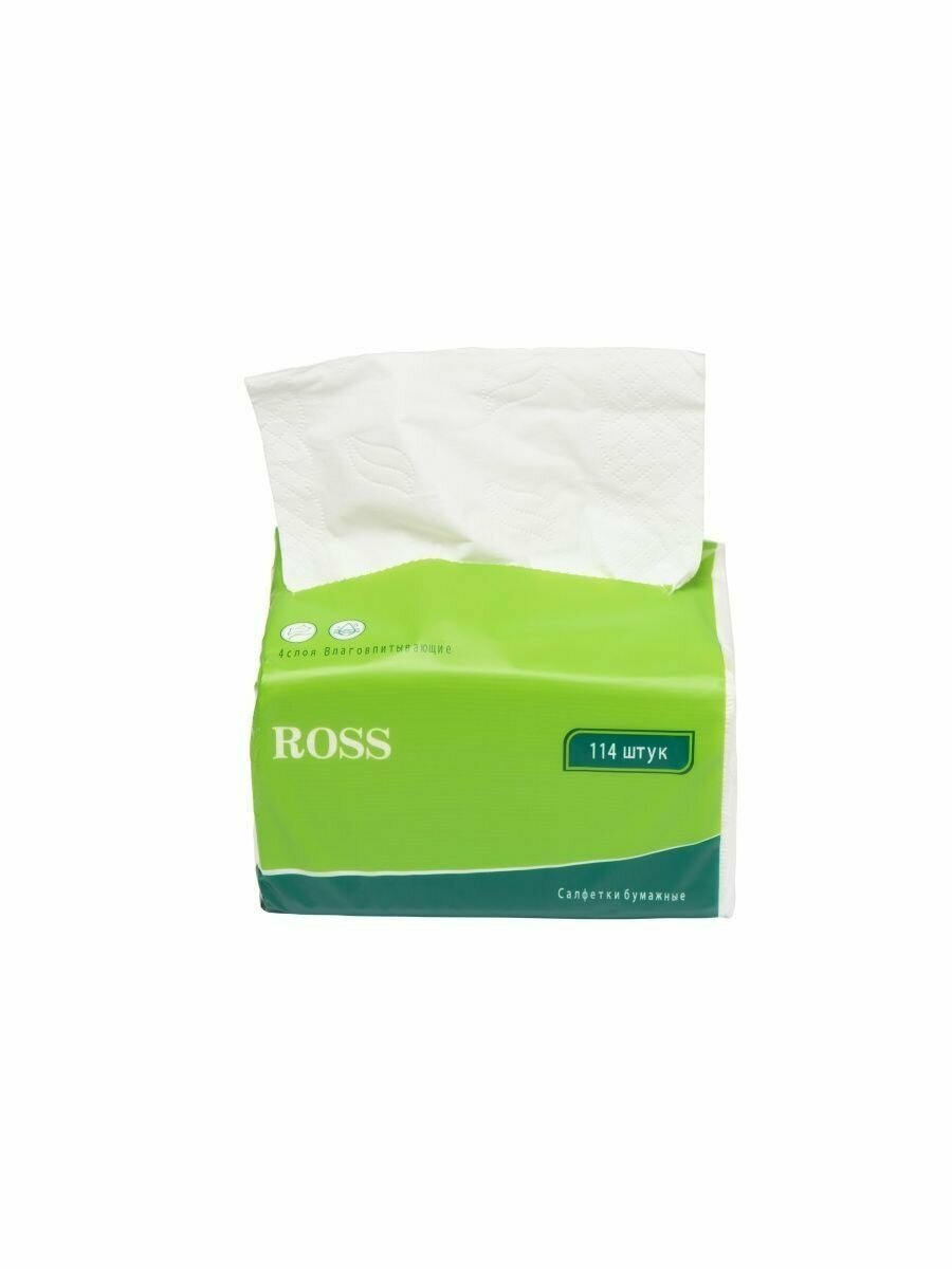 Салфетки бумажные в мягкой упаковке ROSS 6 уп по 114 шт - фотография № 2