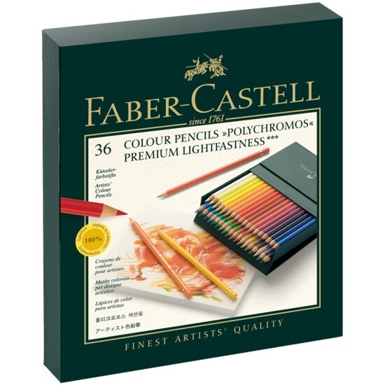 Карандаши цветные Faber-castell художественные "Polychromos" 36цв, заточен, студийная коробка