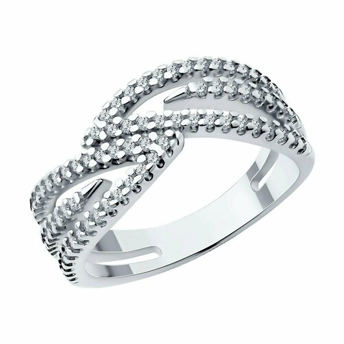фото Кольцо diamant online, серебро, 925 проба, фианит, размер 18