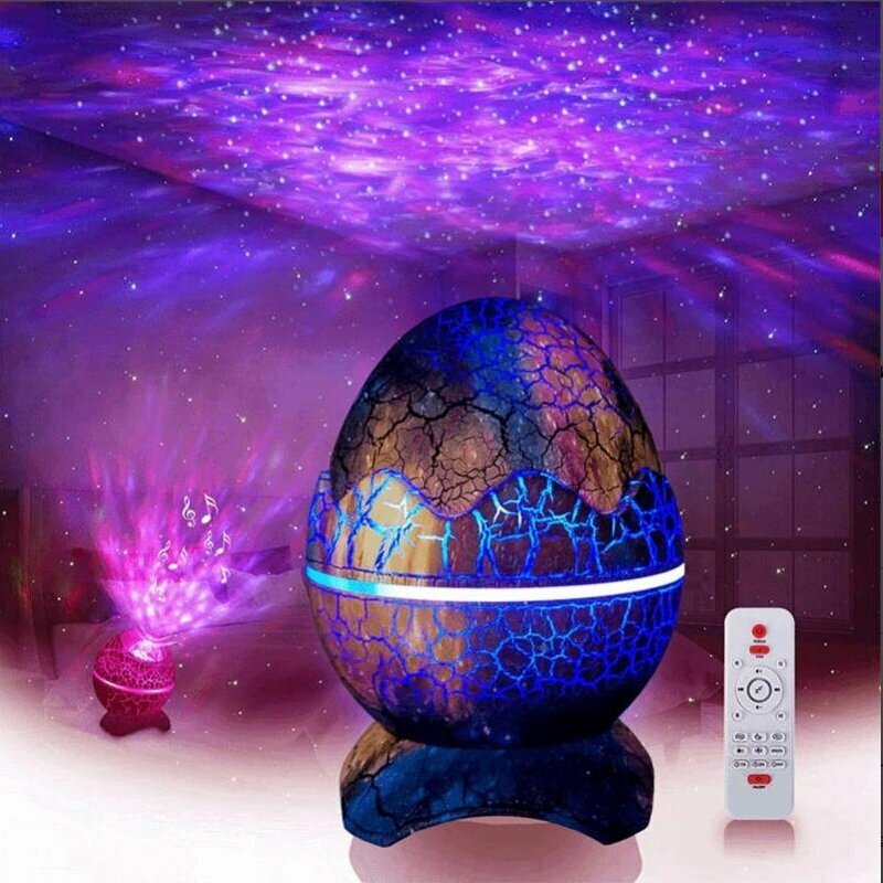 Галактический Звездный проектор "Драконье яйцо" с динамиком Bluetooth и с белым шумом, большой, синий