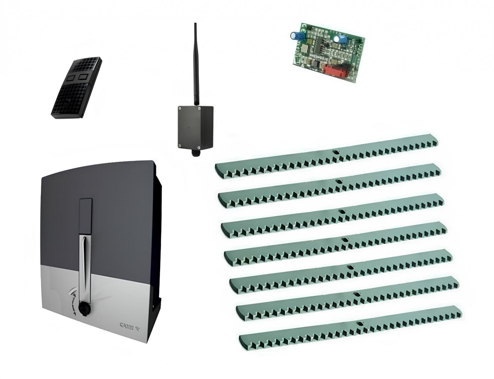 Автоматика для откатных ворот CAME BXL04AGS KIT-KR7-T1-BT комплект: привод радиоприемник пульт 7 реек Bluetooth-модуль