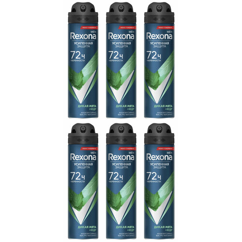 Rexona Антиперспирант-спрей Men Дикая мята и кедр, 150 мл, 6 шт