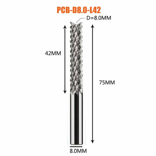 Dreanique рашпильная фреза кукуруза (8x42x75x8) PCB-D8.0-L42 39803