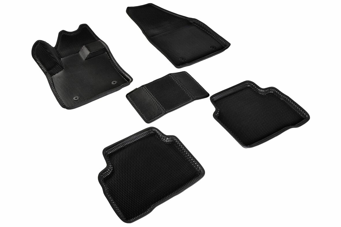 Автомобильные коврики EVA 3D Geely Tugella 2020-н. в. черные, с рисунком соты Seintex 98454