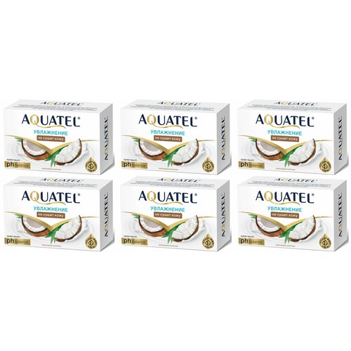 Aquatel Крем-мыло твердое Кокосовое молочко, 90 г, 6 штук